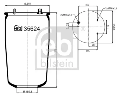 Пневмоподушка підвіски без поршня FEBI BILSTEIN 35624