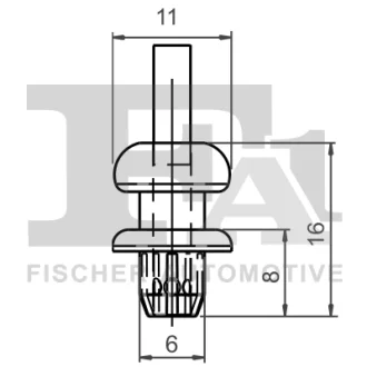 Кліпса кріплення обшивки (к-кт 5шт) Citroen C3/C4/Peugeot 205/208/307/308 83- Fischer Automotive One (FA1) 21-20013.5