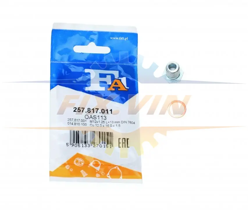 Пробка піддону + ущільнювач FA1 Fischer Automotive One (FA1) 257.817.011 (фото 1)