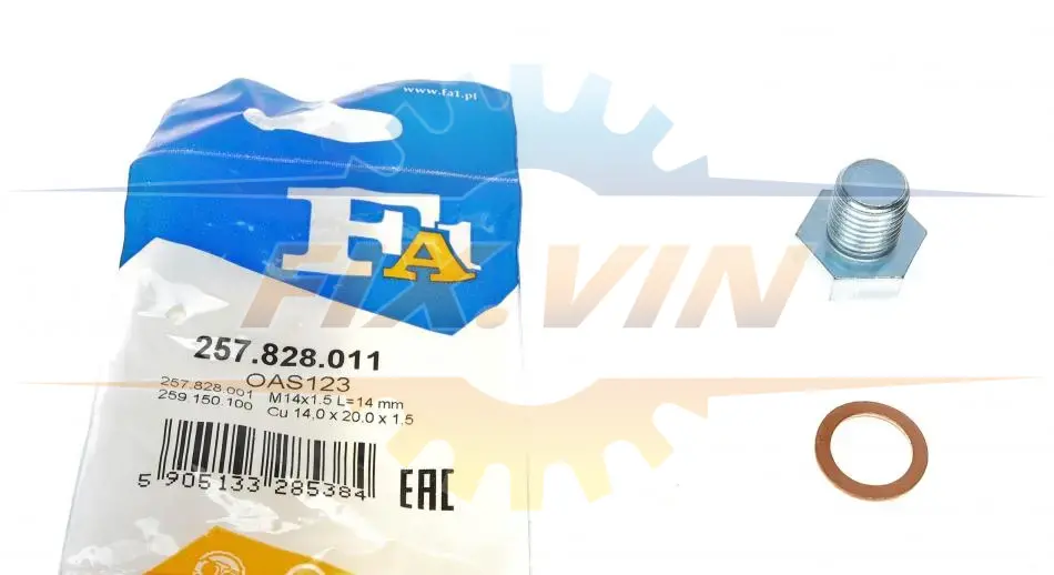 Пробка піддону + ущільнювач FA1 Fischer Automotive One (FA1) 257.828.011 (фото 1)