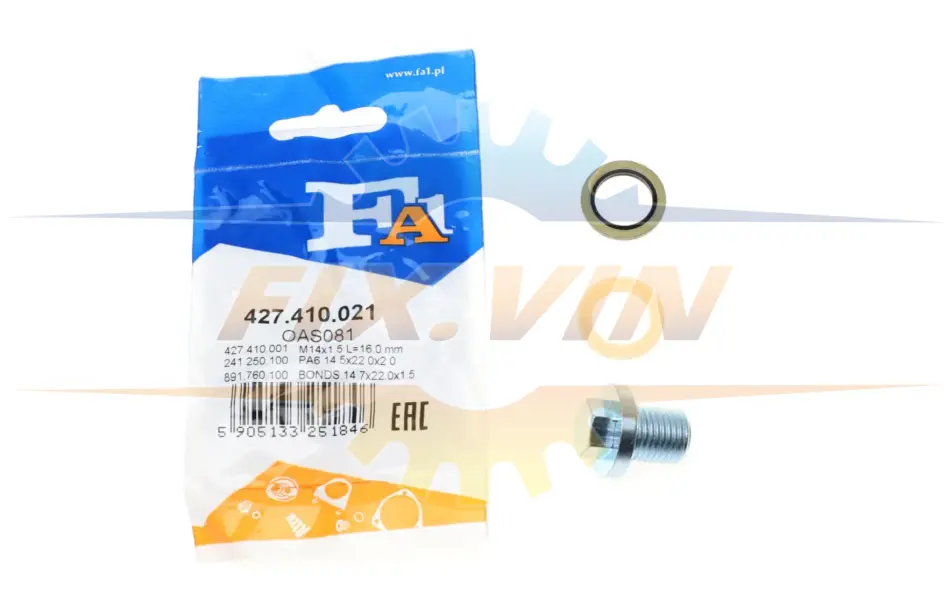 Пробка піддону + ущільнювач FA1 Fischer Automotive One (FA1) 427.410.021 (фото 1)