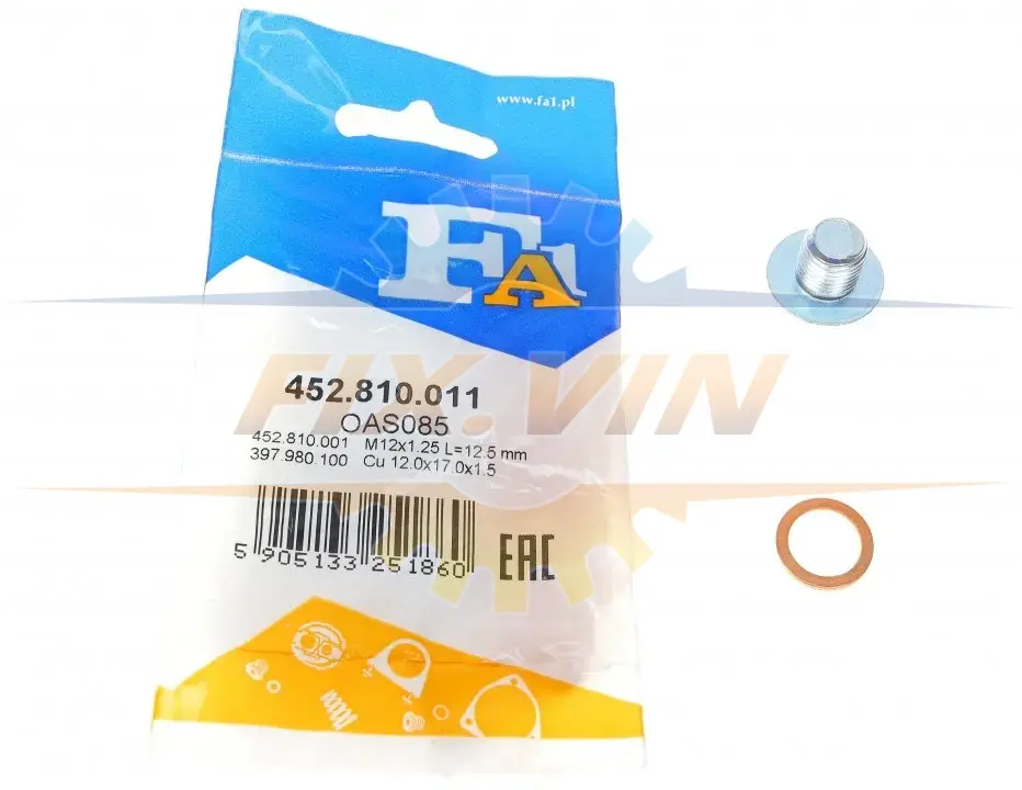 Пробка піддону + ущільнювач FA1 Fischer Automotive One (FA1) 452.810.011 (фото 1)