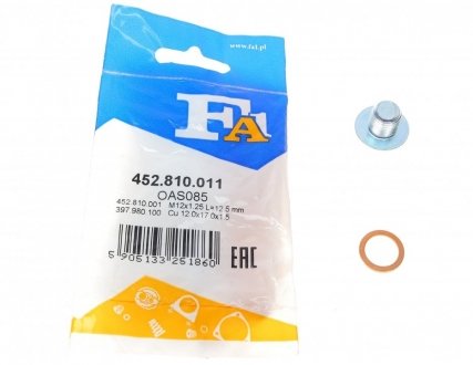 Пробка піддону + ущільнювач FA1 Fischer Automotive One (FA1) 452.810.011