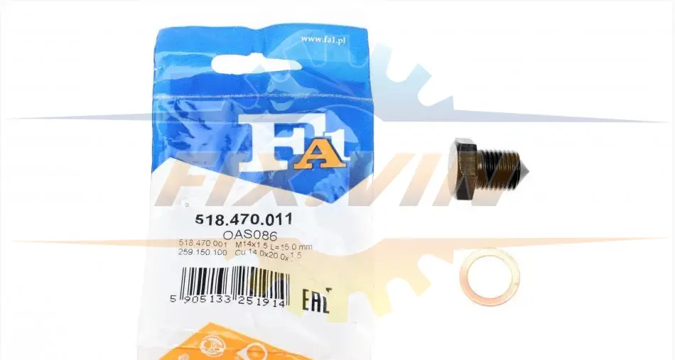 Пробка піддону масляного (к-т) VAG M14x1.5 L=15 (вир-во Fischer) Fischer Automotive One (FA1) 518.470.011 (фото 1)