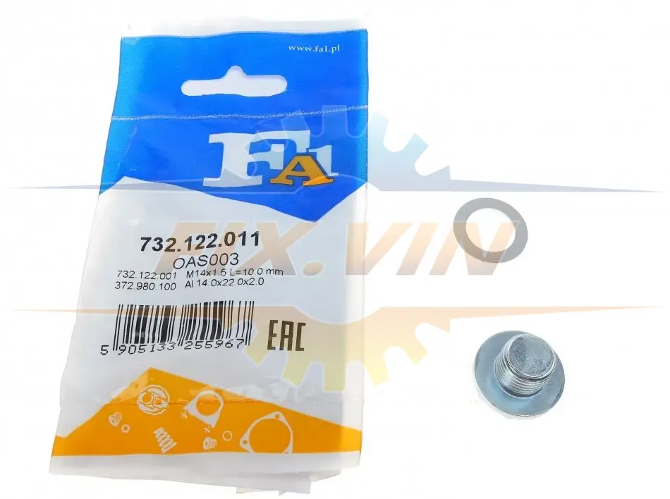 Пробка піддону + ущільнювач FA1 Fischer Automotive One (FA1) 732.122.011 (фото 1)