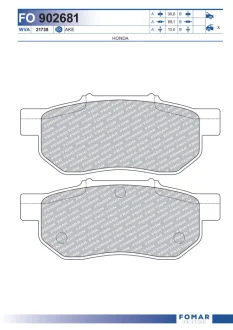 Колодки гальмівні дискові (комплект 4 шт) FOMAR FO 902681