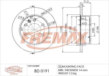 Диск гальмівний FREMAX BD-0191
