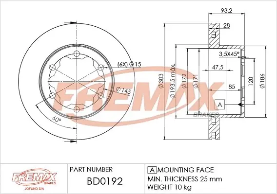 Диск гальмівний FREMAX BD-0192 (фото 1)