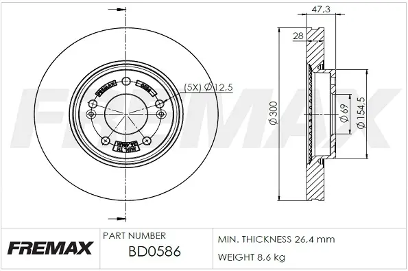 Диск гальмівний FREMAX BD0586 (фото 1)