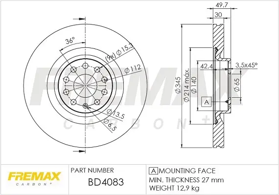 Диск гальмівний FREMAX BD-4083 (фото 1)