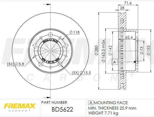 Диск гальмівний FREMAX BD-5622 (фото 1)