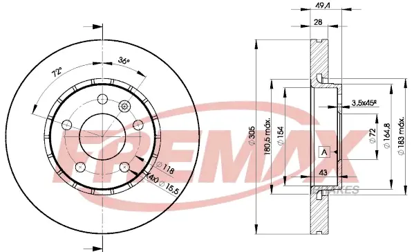 Диск гальмівний FREMAX BD6845 (фото 1)