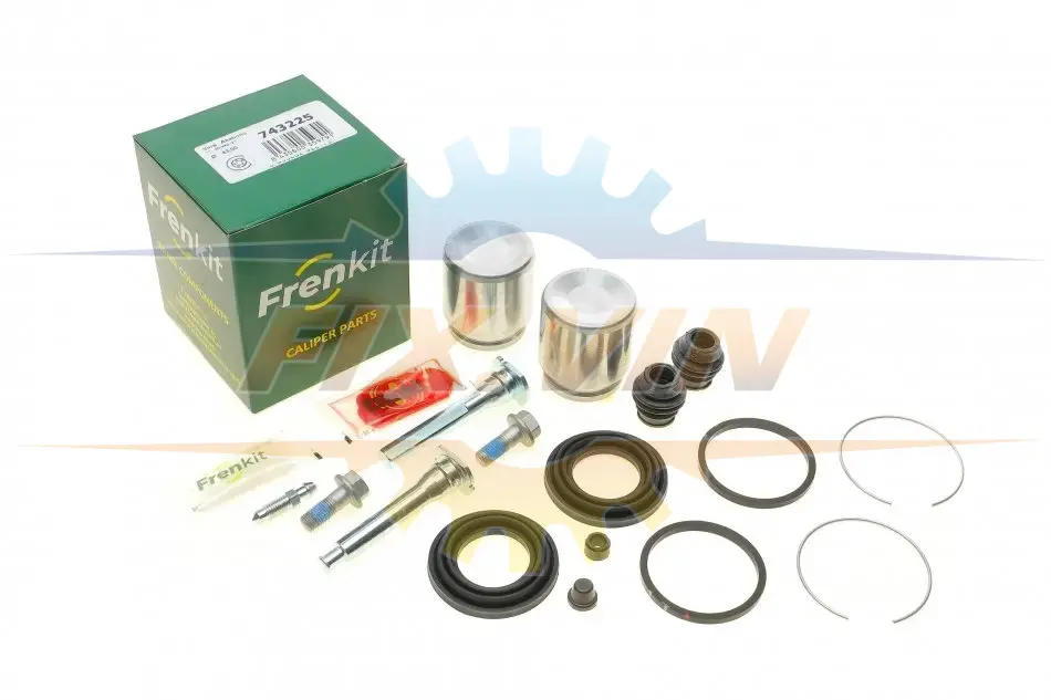 Ремкомплект супорта (переднього) Subaru Legacy 96-99 (d=43mm) (+2 поршня/направляюча) (Akebono) FRENKIT 743225 (фото 1)