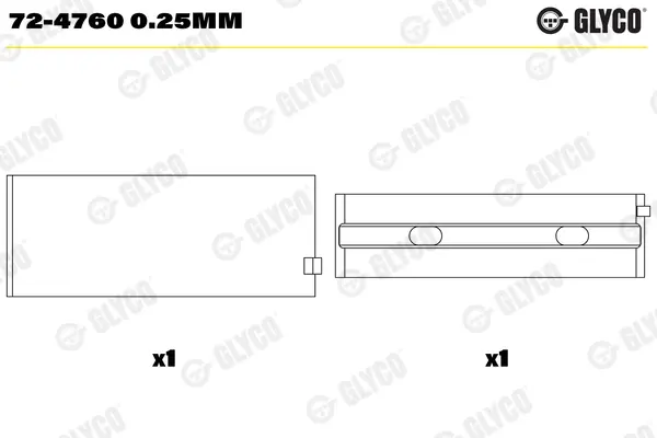 Вкладиші корінні MB Glyco 72-4760 0.25MM (фото 1)