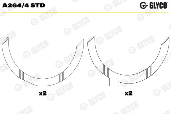 Півкільця розбігу валу. RVI MIDR 06.35.40 Glyco A264/4 STD (фото 1)