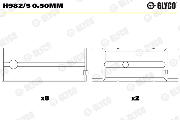 Подшипник коленвала Glyco H982/5 0.50MM (фото 1)
