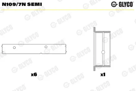 Вкладиші розподільного валу Glyco N109/7N SEMI