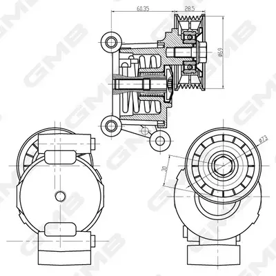 Ролік натяжний ременя генератора Mazda 3 BK/BL/ 5/ Volvo S40/V50/ Ford Focus/C-Max 1.8–2.0 GMB GAT32770 (фото 1)