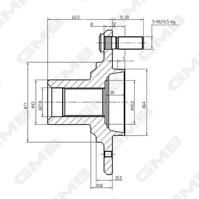 Ступиця колеса переднього Honda Civic 06-/11- GMB GH10300 (фото 1)