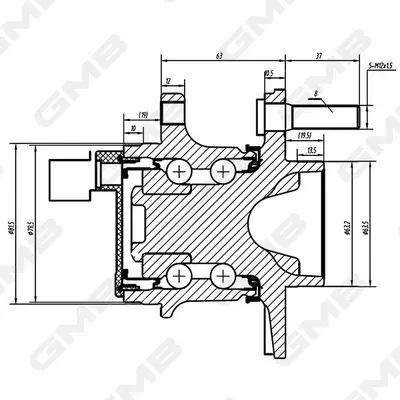 Маточина колеса задня Ford Focus Mk III 11- GMB GH34950A (фото 1)