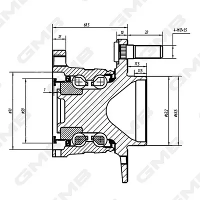 FORD К-кт подшипника ступицы B-MAX, TOURNEO COURIER 12- GMB GH35010M (фото 1)