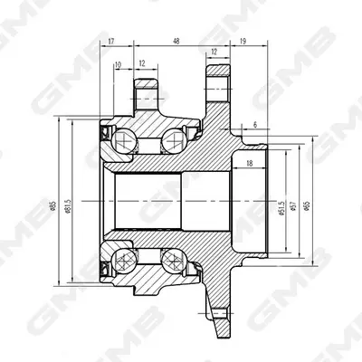 Ступиця колеса переднього Audi A3/Q2/TT/ VW Golf/Passat B8/Tiguan II/Touran III/Arteon/T-Roc GMB GH35030M (фото 1)