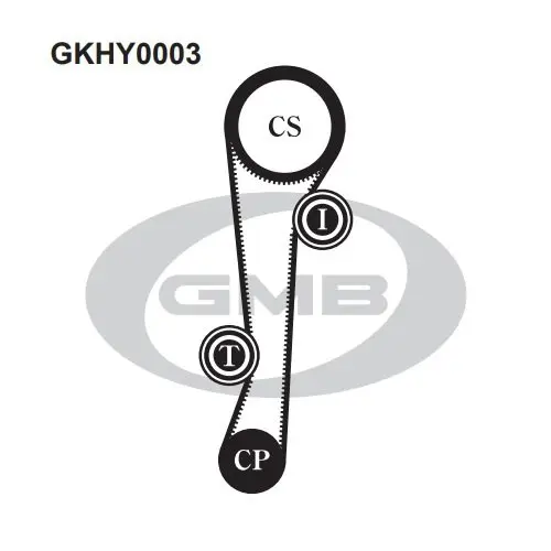 Комплект ГРМ Hyundai Accent 1.5/1.6 DOHC/Elantra 1.6 DOHC/Tiburon, Coupe 1.6 SOH GMB GKHY0003 (фото 1)