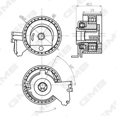 Натягувач ременя ГРМ Peugeot 206/207/307/Partner/ Citro?n Berlingo/C3/C4 (TU3/TU5) GMB GTB0230 (фото 1)