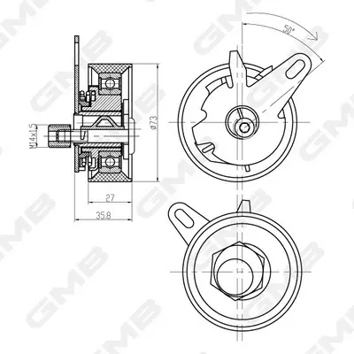 Натягувач ременя ГРМ Audi A4/A6/A8, Q5/Q7 (3.0 TDI (EA896/EA897: ASB, BKN, BMK, CAPA, CASA) GMB GTB0700 (фото 1)