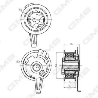 Натягувач ременя ГРМ VW Golf/Passat/Tiguan/ Audi A3/ Skoda Octavia/Superb/ Seat Leon/Toledo (1.6 TDI CR, BlueMotion, 1.6 TDI EA288 / EA189 (CAYC, CAYB, CLHA, CXXB) GMB GTB0950