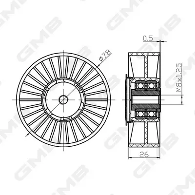 Ролік ременя ГРМ VW Passat B4/B5/ Golf III/IV/ Audi A4 B5/ Seat/ Skoda (1.9 TDI (1Z, AHU, AFN, AVG) GMB GTC0580 (фото 1)