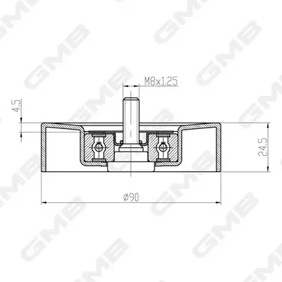 Ролік ременя ГРМ Audi A4 B6/B7/ A6 C5/ VW Passat B5/B5+ (1.8/1.8T (EA113: AWT, AWM, BFB, BEX) GMB GTC0650 (фото 1)