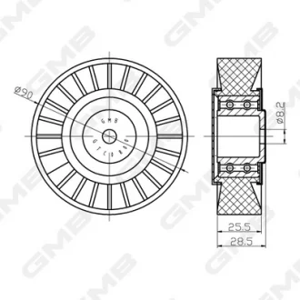Ролік ременя ГРМ VW Golf II/III/ Passat B3/B4/ Vento/ Audi 80/100 (1.6/1.8/2.0 gasoline (EZ, RP, 2E, ADY, AGG) GMB GTC0800