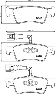 Колодки гальмівні задні VW Touareg 2.5/Porsche Cayenne 3.2 зад. 02- HELLA PAGID 8DB 355 012-441