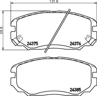 К-кт перед. гальм. колодок Hyundai Grandeur, Sonata V 2.0CRDi-3.3 05- HELLA PAGID 8DB 355 012-461