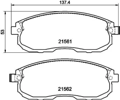 Гальмівні колодки дискові перед. Nissan Teana J31/ Maxima J30 89-/ A32 FR 95- HELLA PAGID 8DB 355 013-991