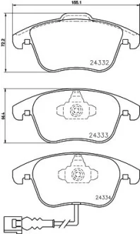 Дискові гальмівні колодки перед. Audi Q3 11-/VW Sharan II (7N1) 10- HELLA PAGID 8DB 355 014-031