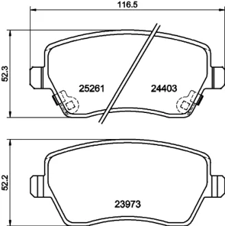 Гальмівні колодки дискові перед. Nissan Micra IV, Note 1.2/1.5 D 05.10- HELLA PAGID 8DB 355 015-981