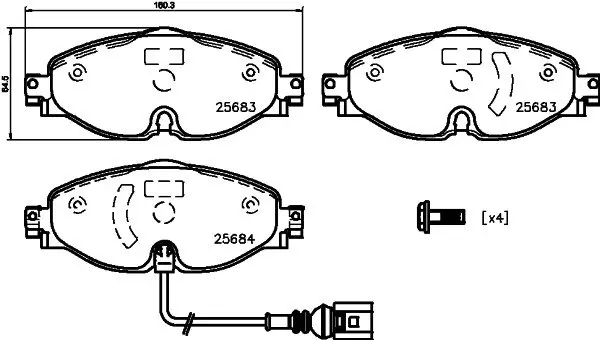 Передні гальмівні колодки VW/Audi 2012-> HELLA PAGID 8DB 355 020-191 (фото 1)