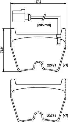Колодки гальмівні, дискове гальмо HELLA PAGID 8DB355025171 (фото 1)