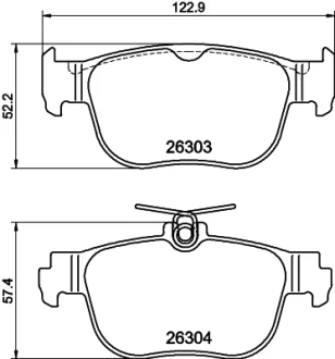 Колодки гальмівні (задні) Audi A3/VW Caddy V/Golf VIII/Skoda Octavia IV 20- (ATE) HELLA PAGID 8DB 355 040-981