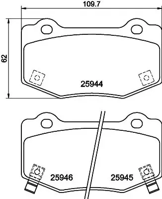 HELLA CHEVROLET Комплект гальм. колодок, задні CAMARO 15-, CADILLAC HELLA PAGID 8DB355043851 (фото 1)