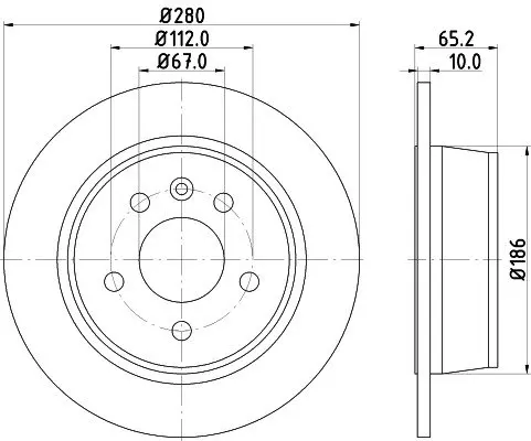 HELLA PRO HIGH CARBON DB диск гальмівний задн. Vito 95-03 (280*10) HELLA PAGID 8DD355104541 (фото 1)