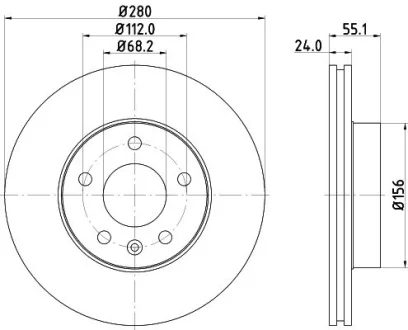 Диск гальмівний з покриттям PRO передній HELLA PAGID 8DD355105591