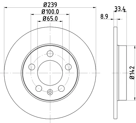 HELLA VW гальмівний диск задній Golf V 4motion, SKODA Octavia 2.0 1.8 4x4 00- HELLA PAGID 8DD355107461 (фото 1)