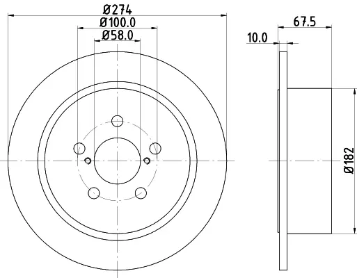 Диск гальмівний зад. Subaru Legacy 02/08- HELLA PAGID 8DD 355 114-641 (фото 1)