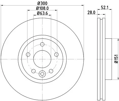 Гальмівний диск передній Ford Mondeo 1.6-2.5 03.07-01.15 HELLA PAGID 8DD 355 116-221 (фото 1)