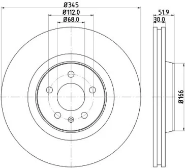 Диск гальмівний з покриттям PRO передній HELLA PAGID 8DD355117181