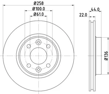 HELLA PRO RENAULT диск гальмівний передній Sandero, Logan II, Renault, Smart HELLA PAGID 8DD355119461