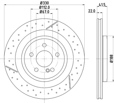 HELLA PRO HIGH CARBON DB гальмівний диск W176, C117, X156, R172 HELLA PAGID 8DD355126441